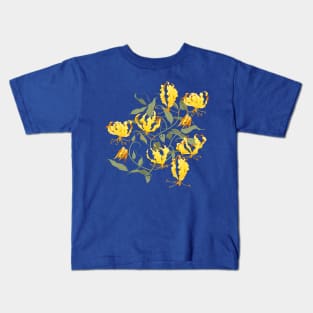 Gloriosa - yellow on navy Kids T-Shirt